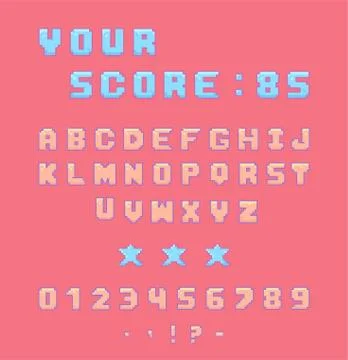 Pixel Font for Video Games. Stock Illustration
