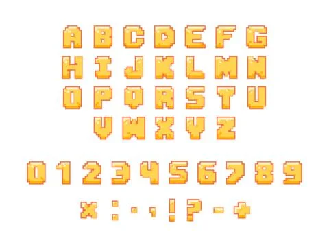 Pixel Font on White Background. イラスト素材