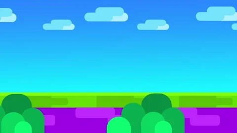 Pixel Forest with Clouds and Sky Stock Footage 335633281