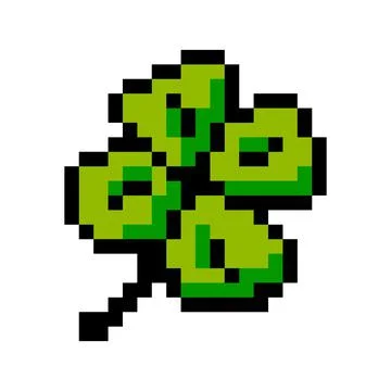 Pixel four leaf. logo pattern four leaf image for 8 bit game assets Stock Illustration
