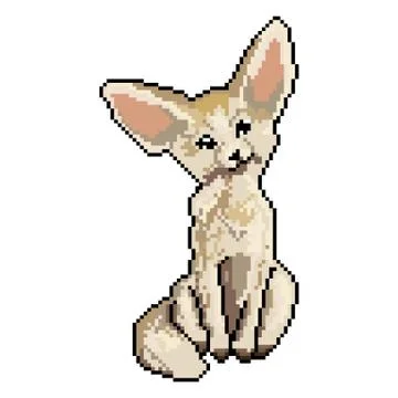 Pixel fox isolated on white. Fennec vector illustration. Ilustración de archivo