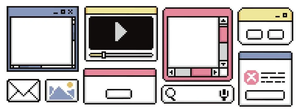 Pixel frame ui collection Stock Illustration
