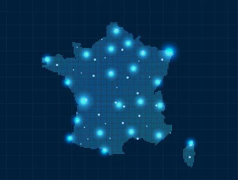 Pixel France map Stock Illustration