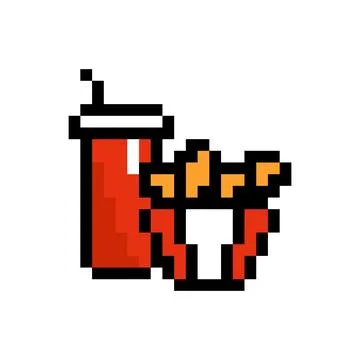 Pixel fried chicken wings with soda Stock Illustration