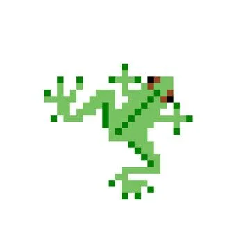 Pixel frog image. cross stitch pattern vector illustration. Stock Illustration