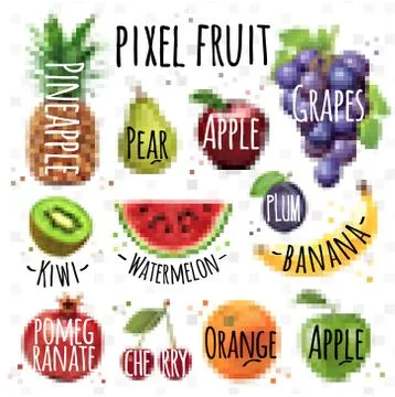Pixel fruit Stock Illustration
