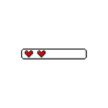 Pixel game bar with two red hearts, 8-bit retro video game style. Stock Illustration