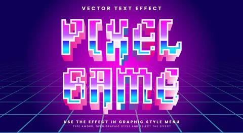 Pixel Game editable text effect template Stock Illustration