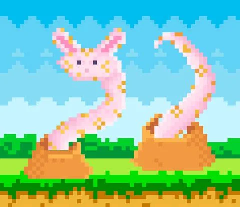 Pixel-game interface abstract layout. Fantasy glade with alien plants with 스톡 일러스트