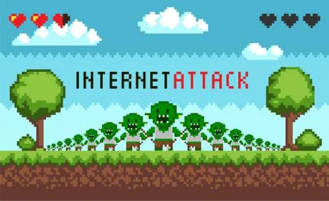 Pixel Game Interface Hacker Attack Stock Illustration