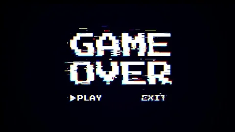 Pixel Game Over Glitch Animation Retro Arcade Gaming Screen Vídeos de archivo 336518424