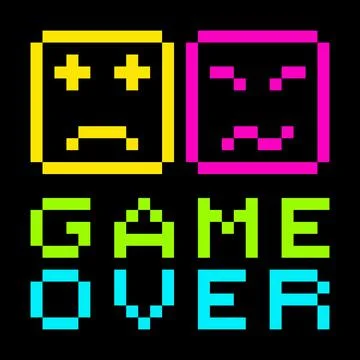 Pixel game over text image for game assets. Stock Illustration