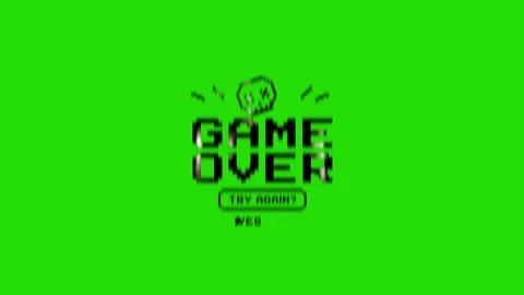 Pixel Game Over Try Again Animation Green Screen 動画素材 339639131