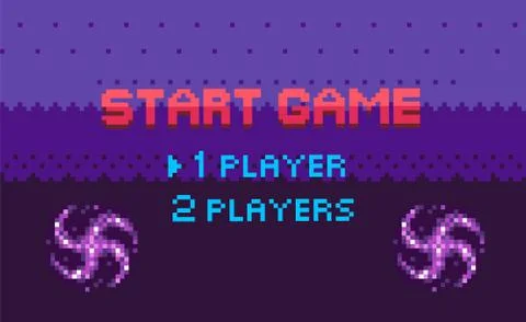 Pixel Game, Start Choosing Page, Player Vector Stock Illustration