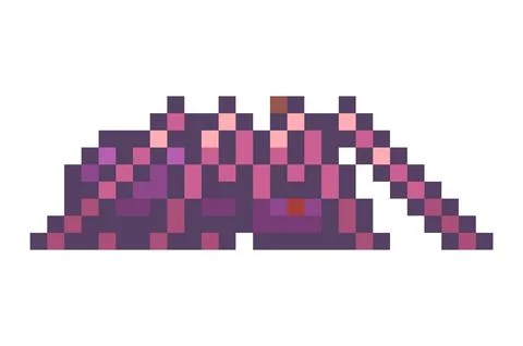 Pixel game style, isolated at white background violet spider with red eyes イラスト素材