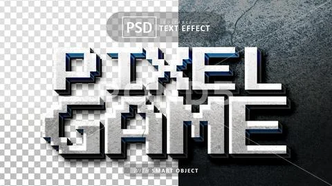 Pixel game text - editable 3d font effects PSD Template