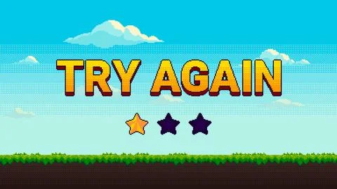 Pixel game try again one star result Stockillustratie