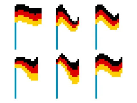 Pixel German flag icon set isolated on white background. Waving German flag.. Stock Illustration