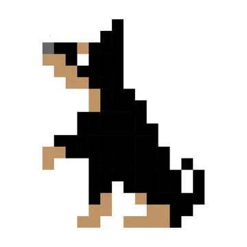 Pixel german shepherd dog image. Vector Illustration of pixel art. Stock Illustration