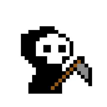 Pixel ghost grim reaper for game assets. Illustrazione stock