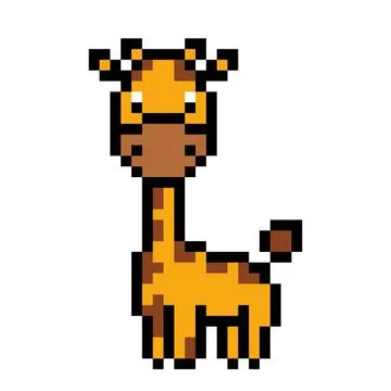 Pixel giraffe image. Vector Illustration of pixel art. 스톡 일러스트