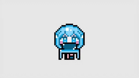 Pixel girl 01 personal computer Looping  animation. 1080p (2) Stock Footage 317676329