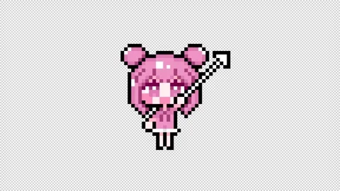 Pixel girl 02 cursor Looping  animation. 1080p (1) Stock Footage 317676518
