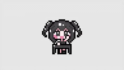 Pixel girl 03 raise one's hand while seated Looping  animation. 1080p (6) Stock Footage 317675813