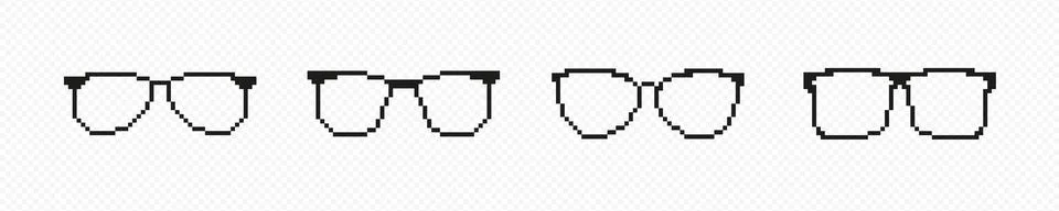 Pixel glasses with black frames set 스톡 일러스트