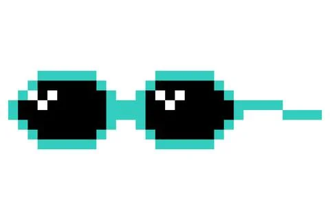Pixel glasses meme. Like a boss meme. Pixelation, accessory optical fashion. 8 Stock Illustration