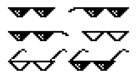 Pixel glasses. Retro funky spectacles for funny meme. 8bit pixel cool glasses Stock Illustration