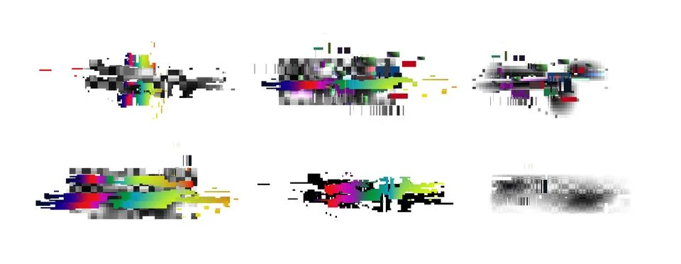 Pixel glitch abstract backgrounds set Stock Illustration