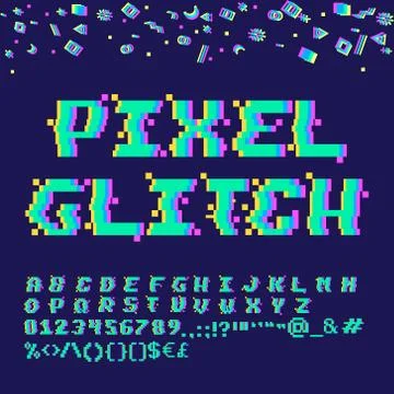 Pixel glitch alphabet Stock Illustration