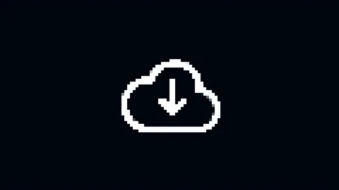 Pixel glitch cloud download icon animated. Stock Footage 168341903