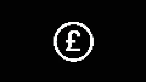 Pixel glitch pound coin icon animated. Stock Footage 168341905