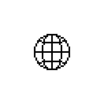 Pixel globe wireframe vector, black, in y2k style. Stock Illustration