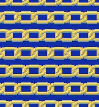 Pixel Gold Chain Seamless Pattern Illustrazione stock