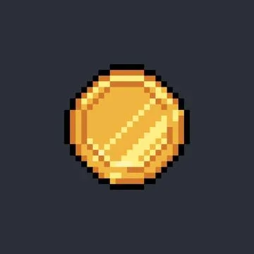 Pixel gold coin simple retro icon Illustration