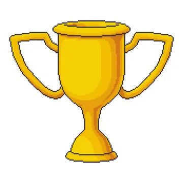 Pixel golden trophy goblet isolated icon Stock Illustration