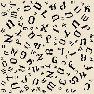 Pixel Gothic Font Letter Pattern on Light Beige Background. Vector Pixel Art. Stock Illustration