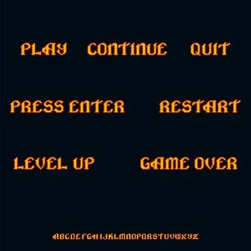 Pixel Gothic Game UI Text and Font - Vector Pixel Art Illustrazione stock