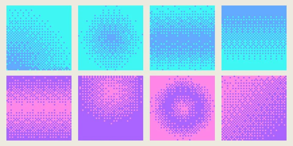Pixel gradient gradation backgrounds Illustrazione stock