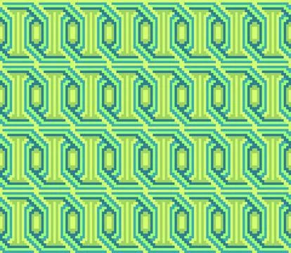 Pixel Gradient Interlocking Octagon Chain Seamless Pattern イラスト素材