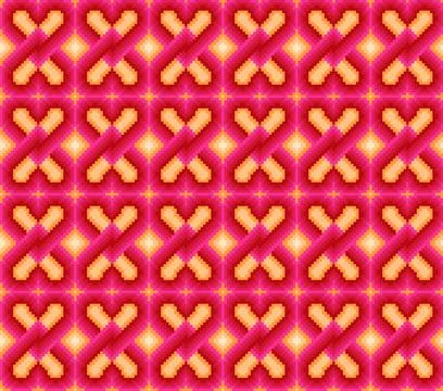 Pixel Gradient Interlocking Vertical Heart Seamless Pattern Ilustração Stock