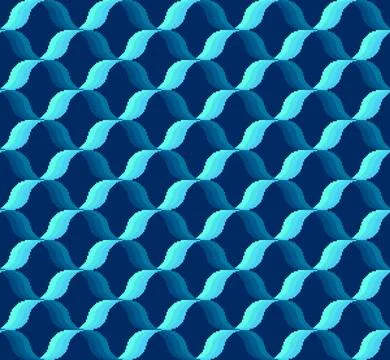 Pixel Gradient Interlocking Wave Grid Seamless Pattern Stock Illustration