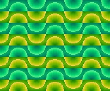 Pixel Gradient Semicircle Wave Scale Seamless Pattern Stock Illustration