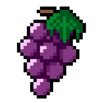 Pixel grape image for game assets. Stock Illustration