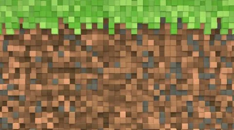 Pixel grass and ground background. The concept of minecraft games. 3D Abstrac イラスト素材