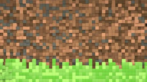 Pixel grass and ground background. The concept of minecraft games. 3D Abstrac Stock-Illustration
