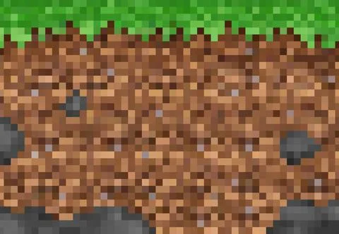 Pixel grass and ground blocks, game pattern Stock Illustration
